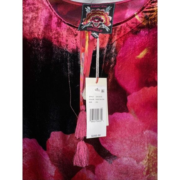 Johnny Was Women's Size XXL Ruby Bloom Velvet Vesna Mini Shift Dress $350 - Picture 3 of 6